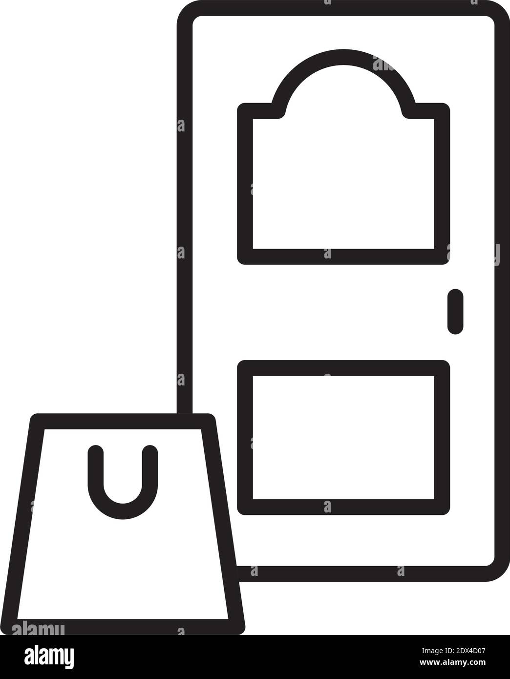 sac à provisions dans la maison style ligne de porte illustration vectorielle conception Illustration de Vecteur