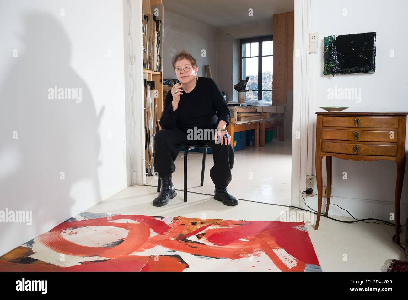 Francine Simonin, artiste d'origine suisse, pose pour des photographies à  sa résidence d'Evian-les-bains, en France, le 25 mai 2014. Photo de  Loona/ABACAPRESS.COM Photo Stock - Alamy