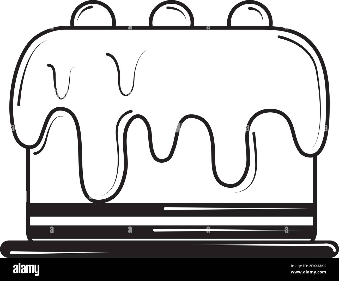 restaurant dessert gâteau sucré dans un dessin vectoriel de style ligne Illustration de Vecteur