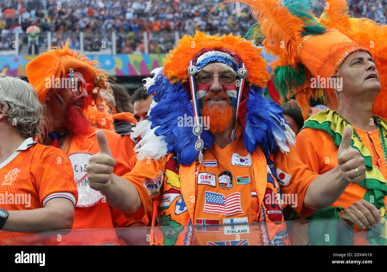 Dutch fans - Soccer - FIFA World Cup 2014 - semi final - pays-Bas / Argentine - Arena de Sao Paulo, Brésil, mercredi 9 juillet 2014. Photo de Giuliano Bevilacqua/ABACAPRESS.COM Banque D'Images