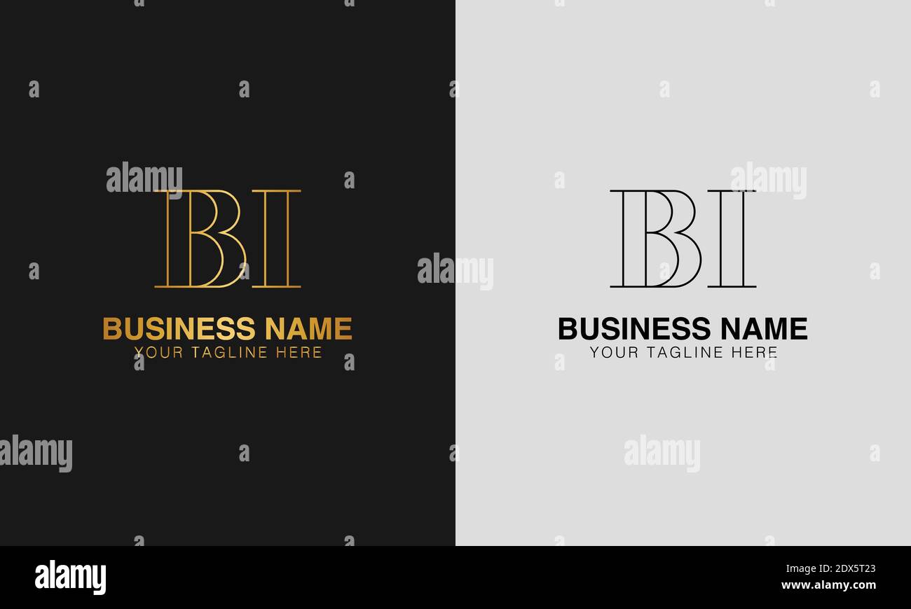 BI B I base initiale abstrait moderne minimaliste logo créatif, image de modèle vectoriel. logo logotype de luxe, logo initial. Illustration de Vecteur