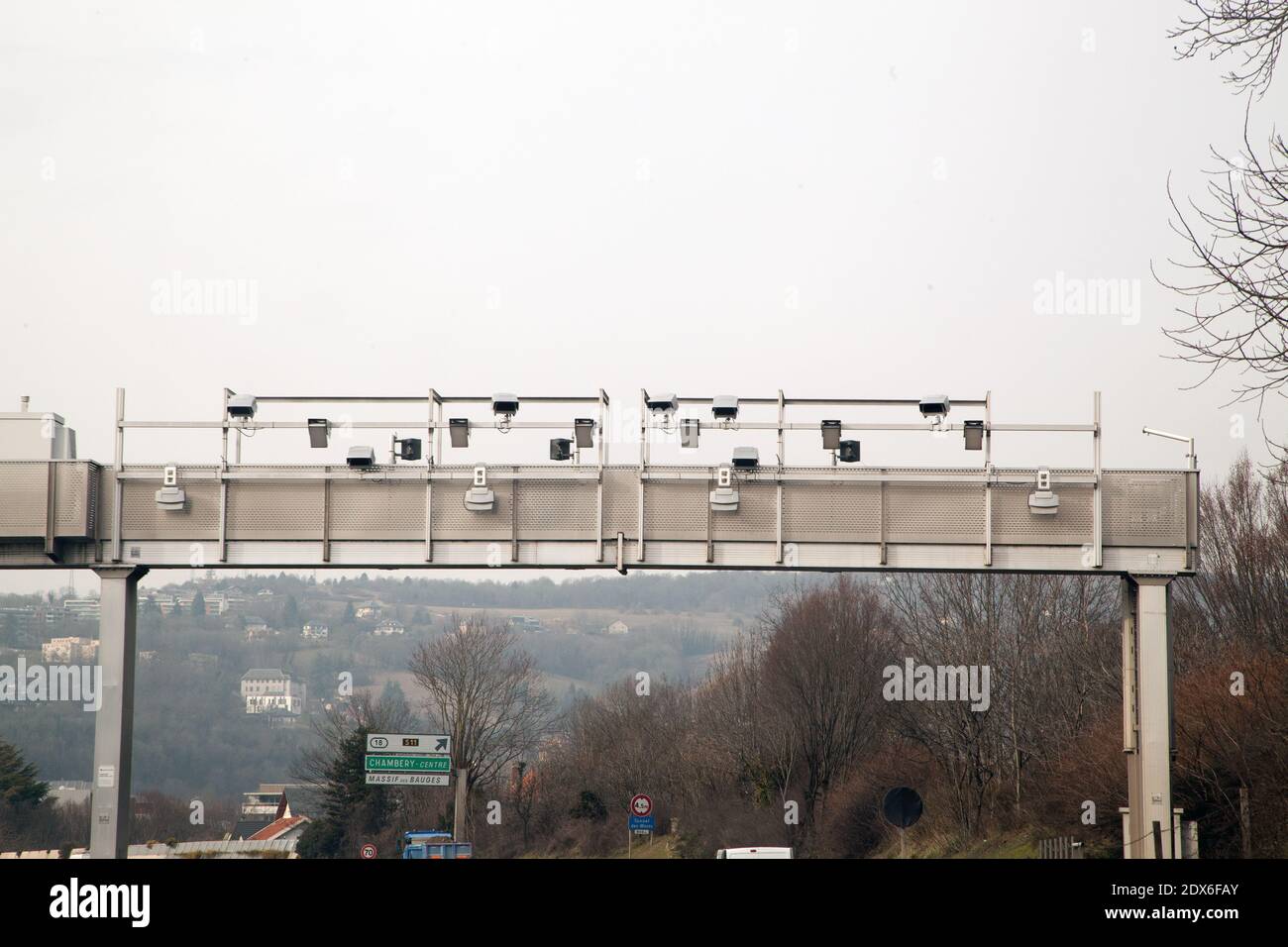 Vidéosurveillance. Sur l'autoroute A41 en direction de Chambéry Banque D'Images