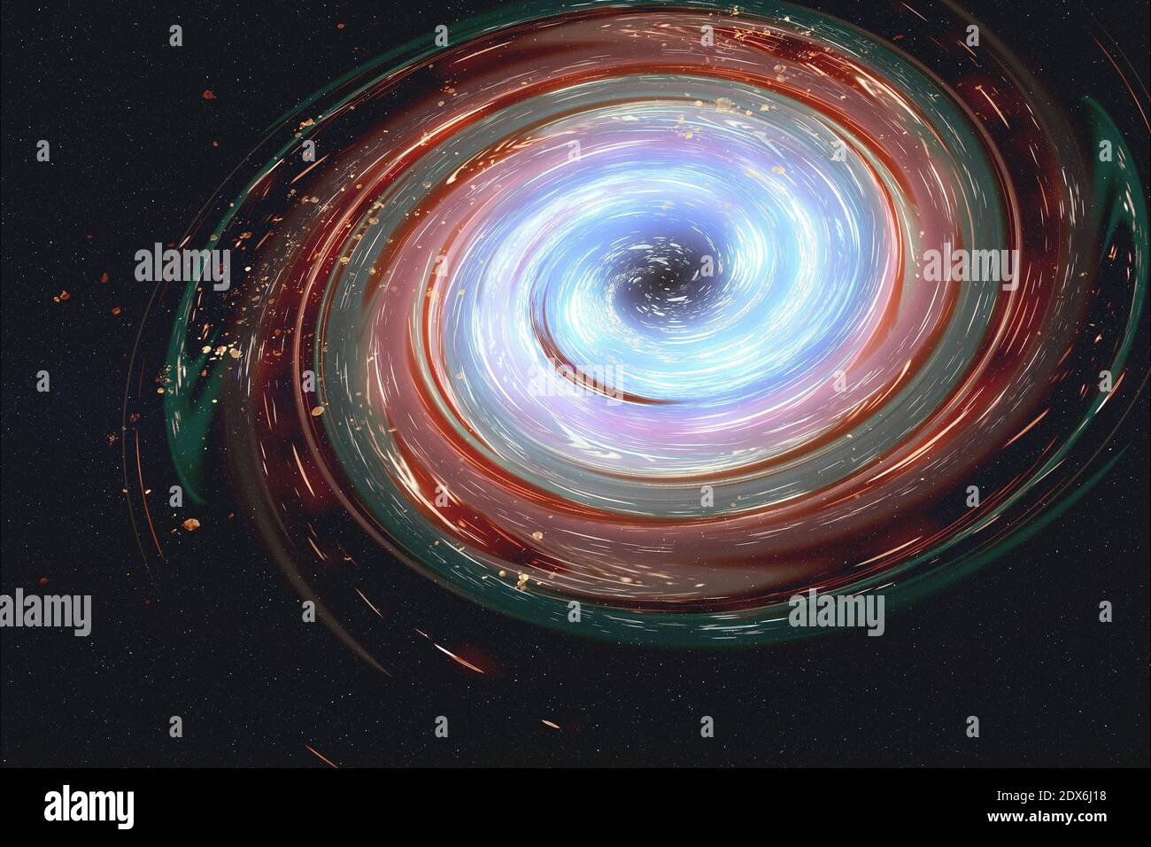 Trou noir aux couleurs vives dans l'espace. Science-fiction. Illustration de rendu 3D. Des éléments de cette image ont été fournis par la NASA. Banque D'Images