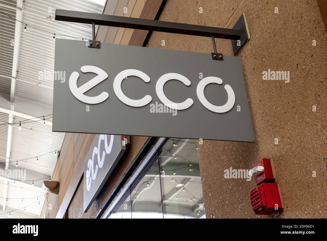 L'ECCO signe le magasin dans la collection de magasins d'usine à Niagara-on-the-Lake, Canada. Banque D'Images
