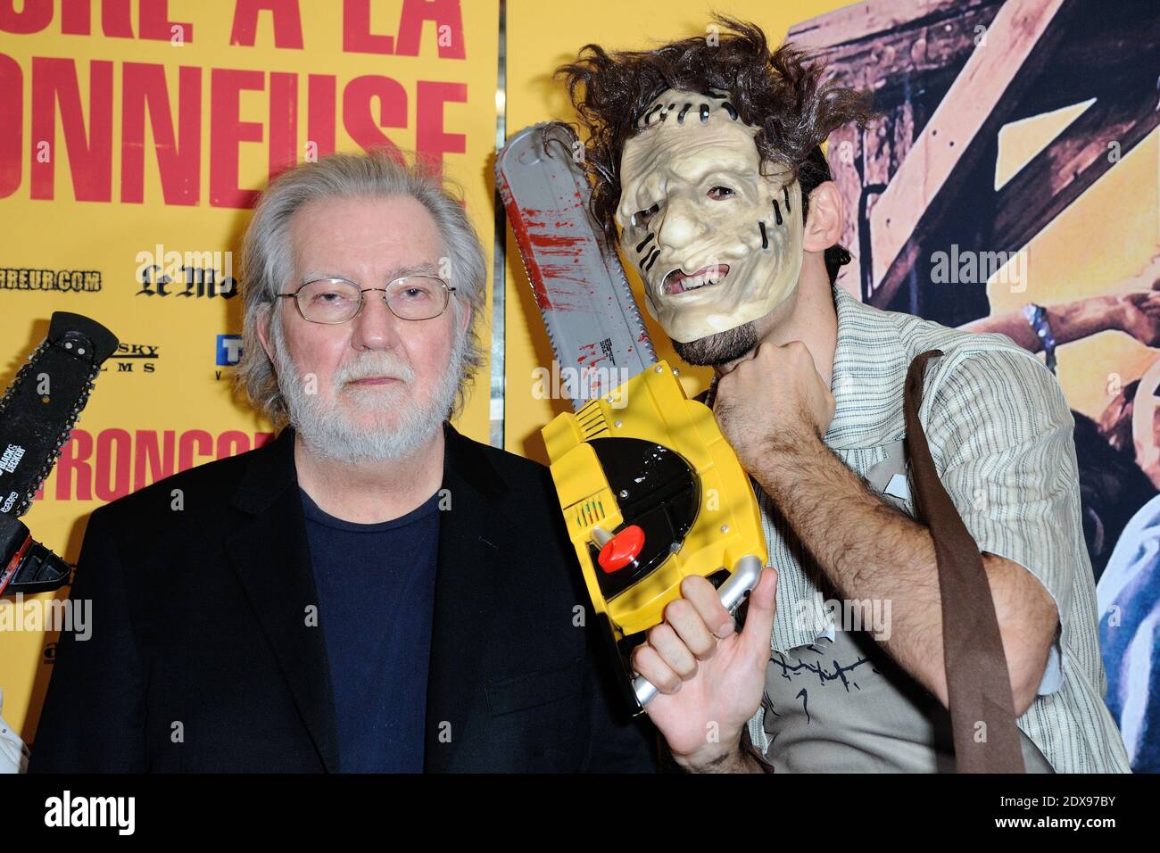 Le réalisateur Tobe Hooper assistant au massacre de la Tronconneuse (la chaîne de la chaîne du Texas Saw massacre) a restauré la première du film au cinéma Grand Rex à Paris, en France, le 23 septembre 2014. Photo d'Aurore Marechal/ABACAPRESS.COM Banque D'Images