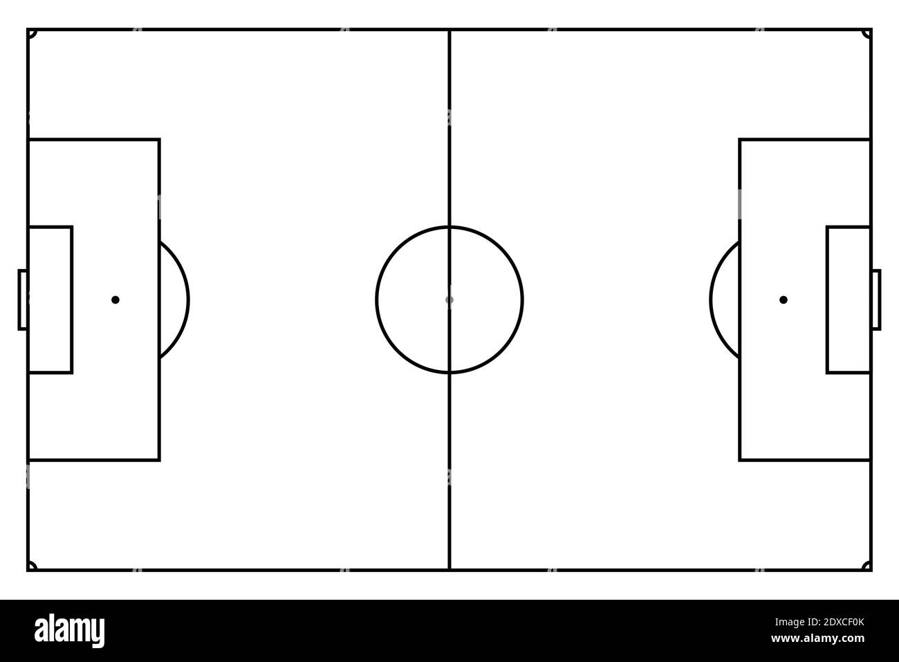 lignes de marquage du terrain de football. Vue de dessus du terrain de football Outline. Terrain de sport pour les loisirs actifs. Vecteur Illustration de Vecteur