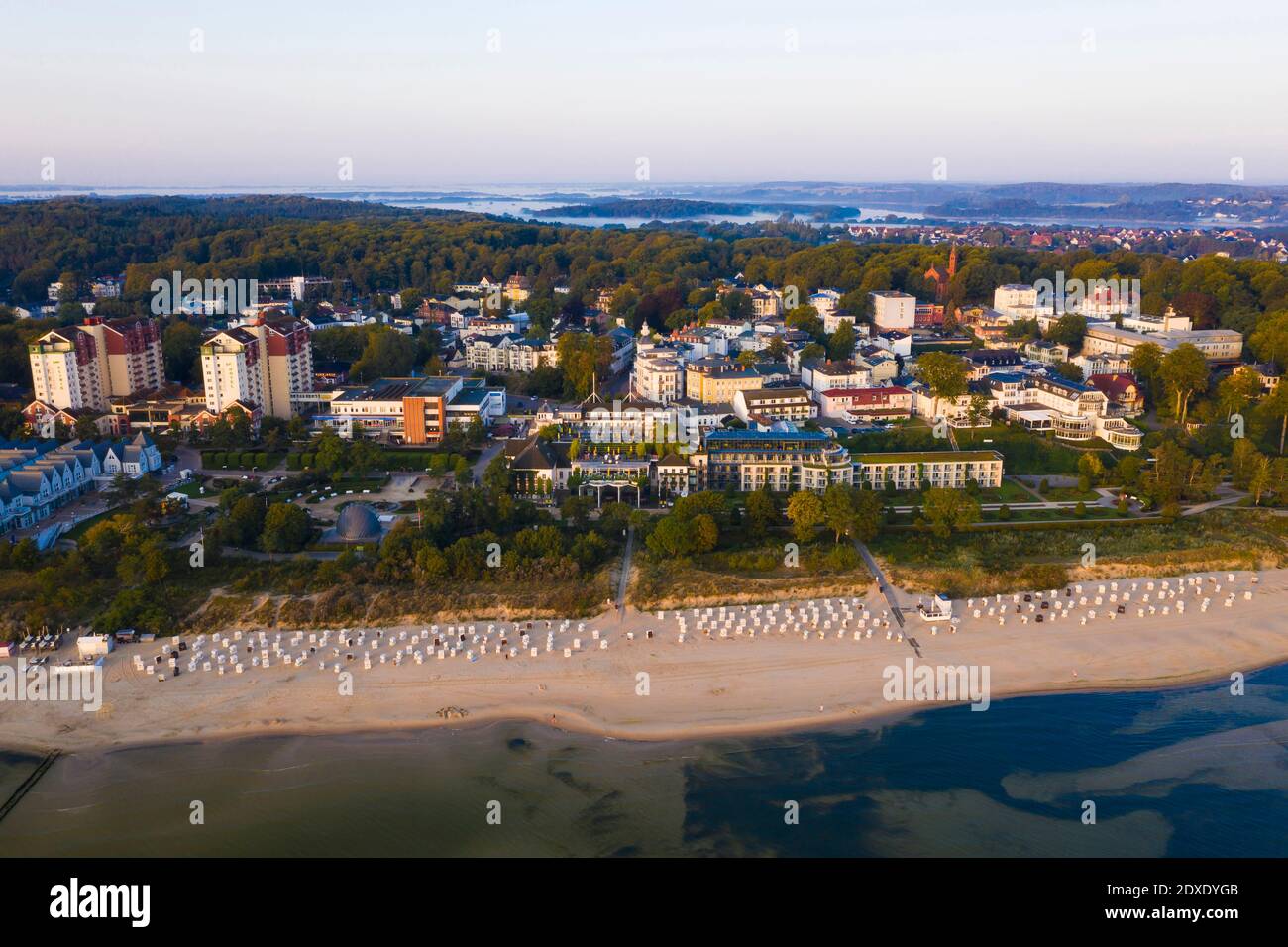 Allemagne, Usedom, station balnéaire et plage, vue aérienne Banque D'Images