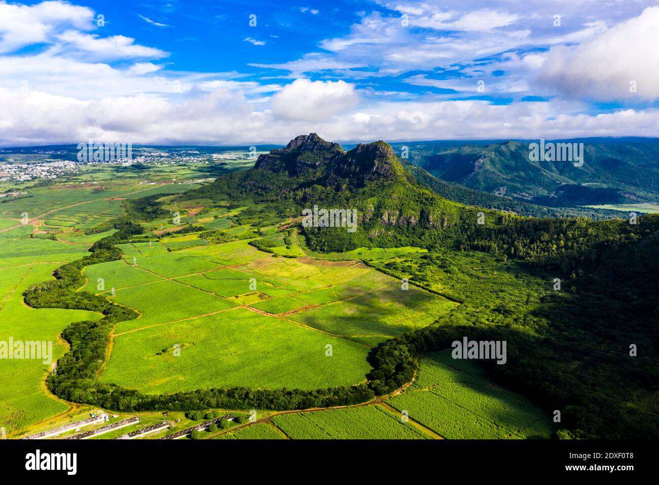 Luftaufnahme, Afrika, Maurice, Blick auf den Berg Mont du Rempart, corps de Grande, Banque D'Images