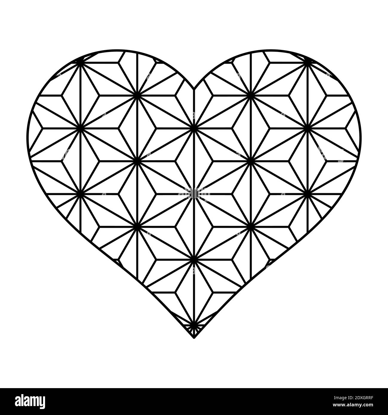 Forme de coeur de style japonais. Coeur avec fleurs Illustration de Vecteur