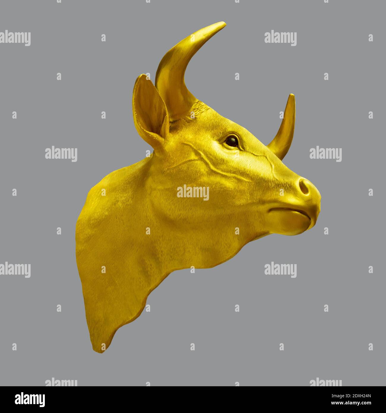 Signe de zodiaque chinois 2021 Ox illuminant jaune isolé dans le fond gris ultime couleurs tendance année. Oxen chinois nouvel an lunaire ou printemps Festiva Banque D'Images