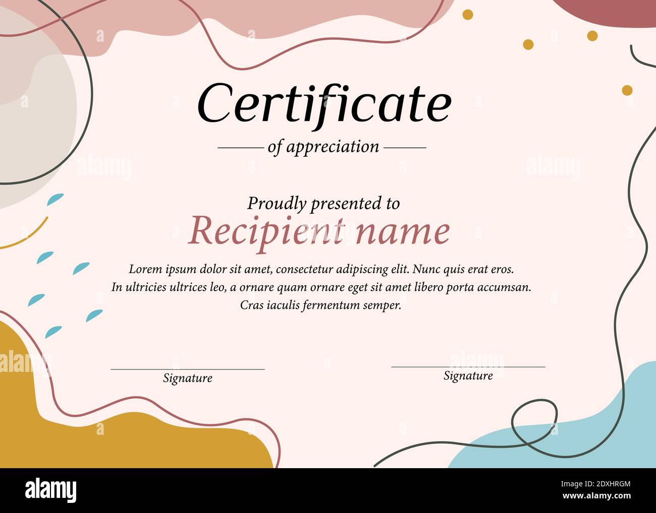 certificat mignon arrière-plan vagues couleur cadre modèle bannière imprimé avec style dessin animé plat Illustration de Vecteur