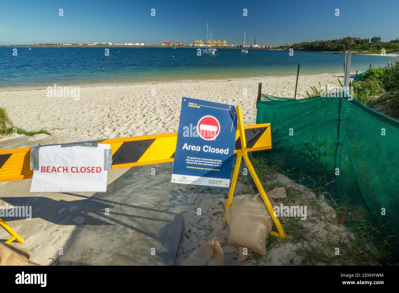 Frenchmans Beach à la Perouse sur Botany Bay à Sydney, en Australie, fermé pendant le coronavirus COVID-19 en 2020. Banque D'Images