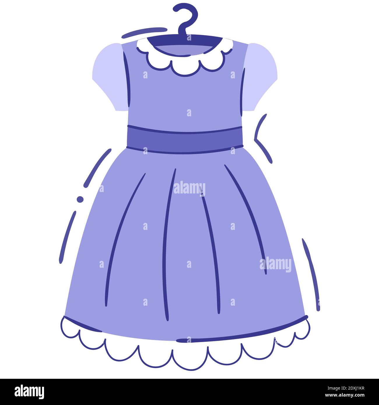 Robe De Bebe Fille Sur Cintre Illustration Vectorielle Isolee Jolie Robe Lilas Avec Col Blanc Et Dentelle Vetements Decontractes Et De Fete Pour Bebe Une Clipart Image Vectorielle Stock Alamy