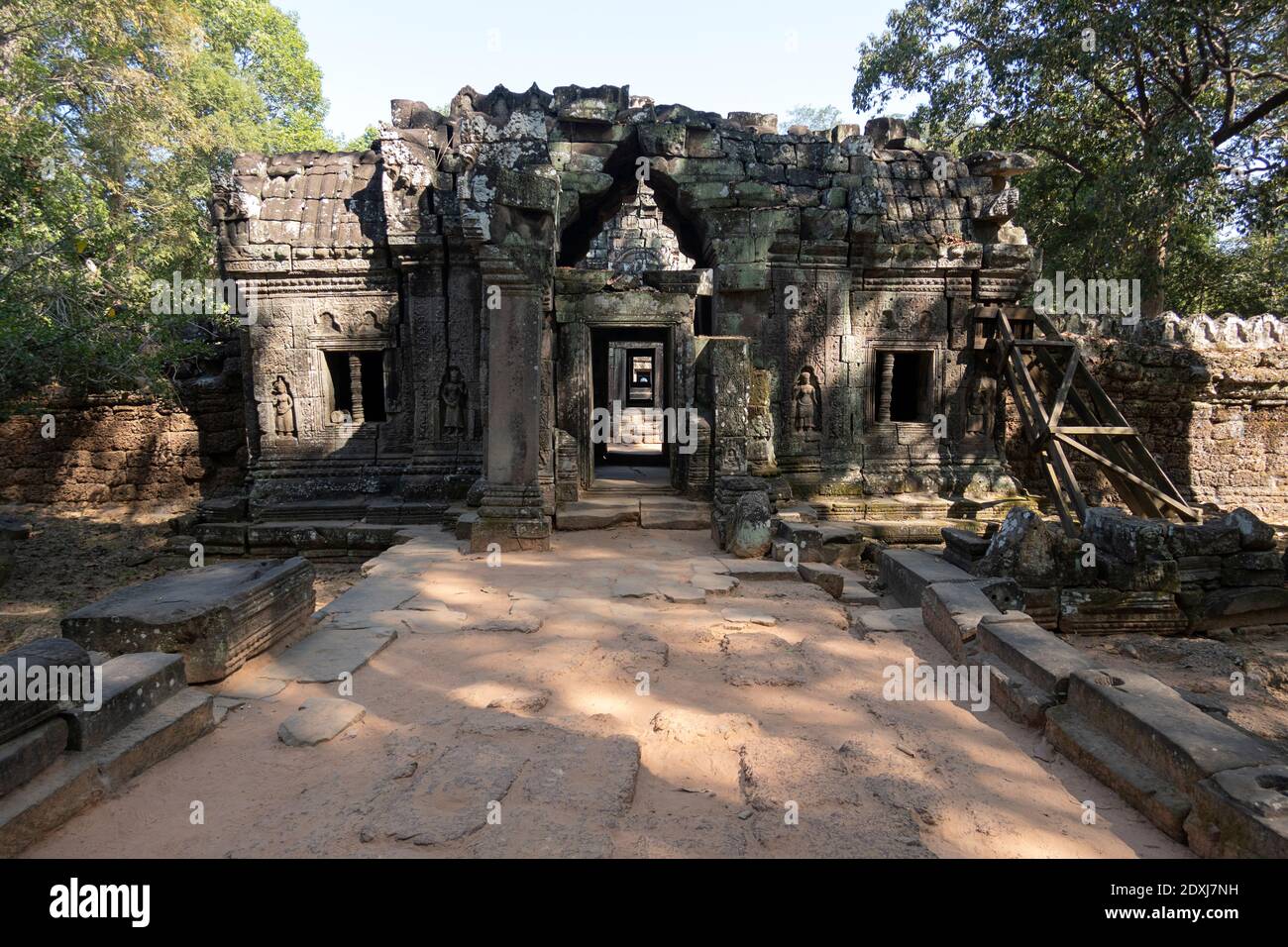 Reste d'une section extérieure du temple de Ta Som Banque D'Images