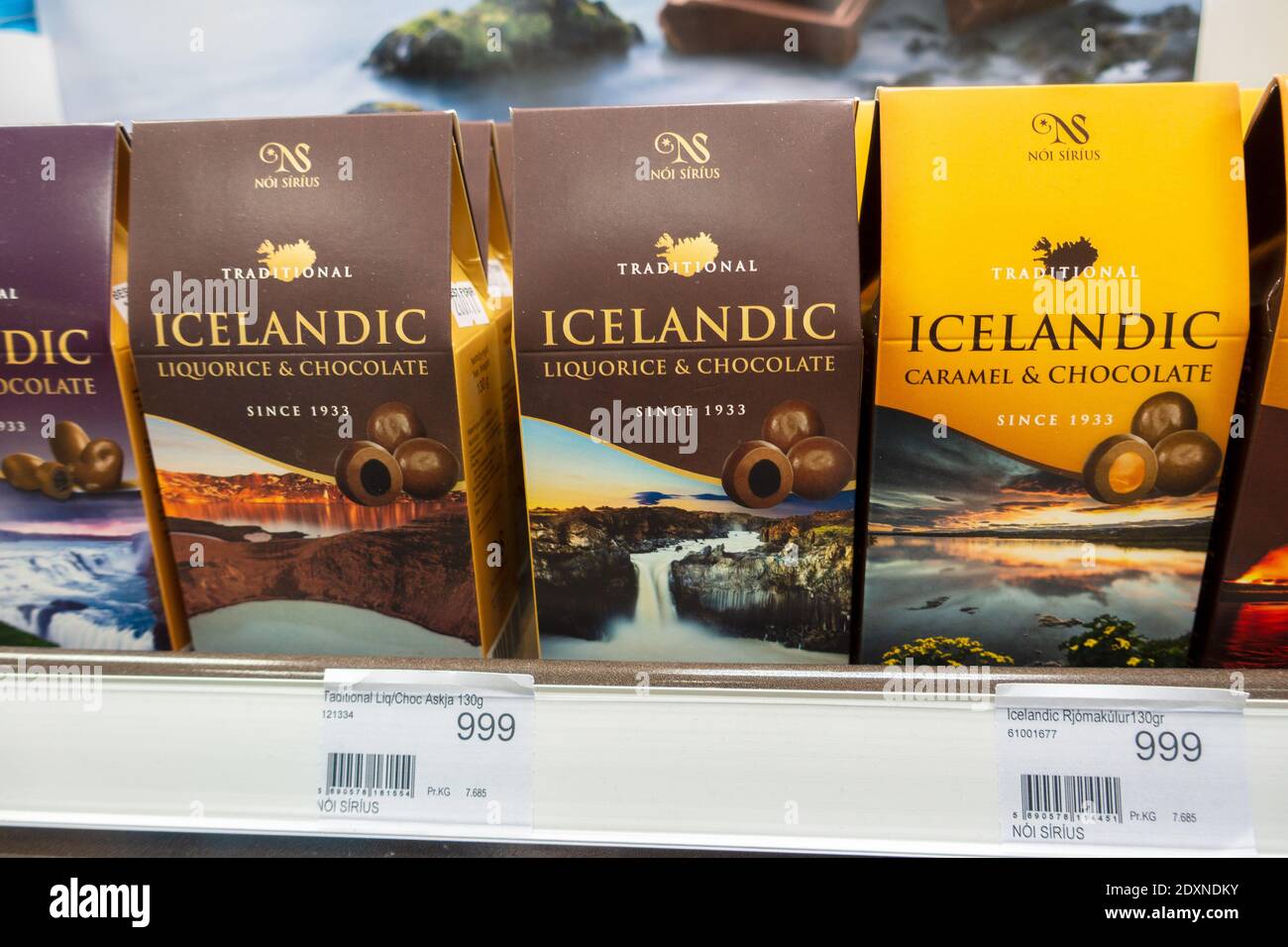 Boutique exposition de chocolat de marque islandaise Reykjavik Islande Banque D'Images