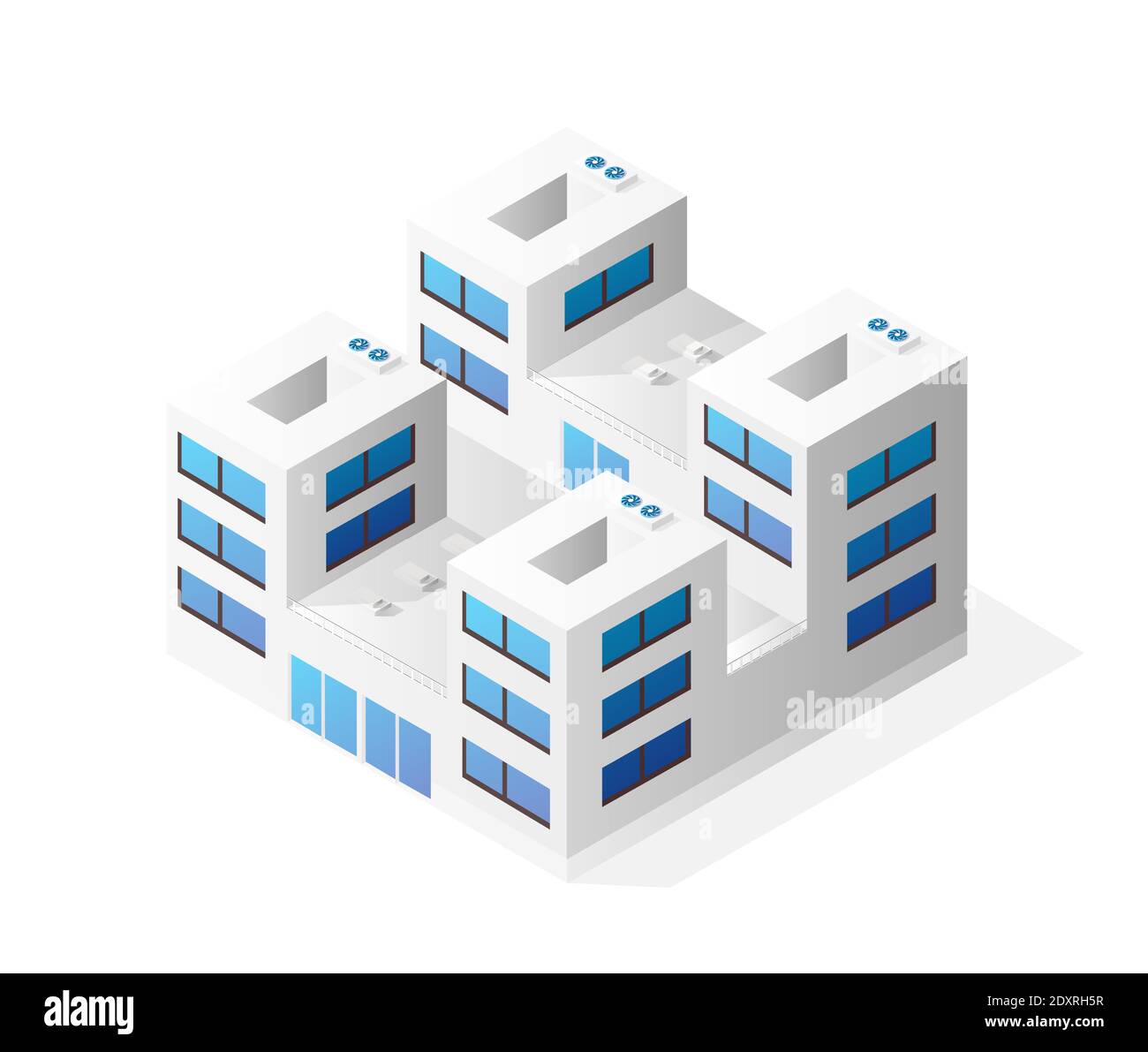 Concept de gratte-ciel de construction de maison isométrique Illustration de Vecteur