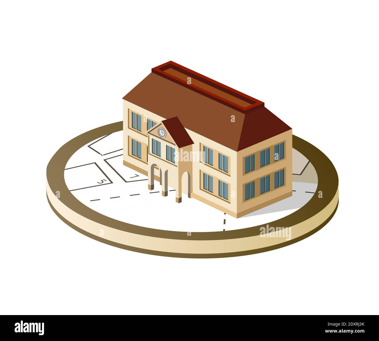 Immeuble de la vieille ville avec bâtiments Isométrique rétro Illustration de Vecteur