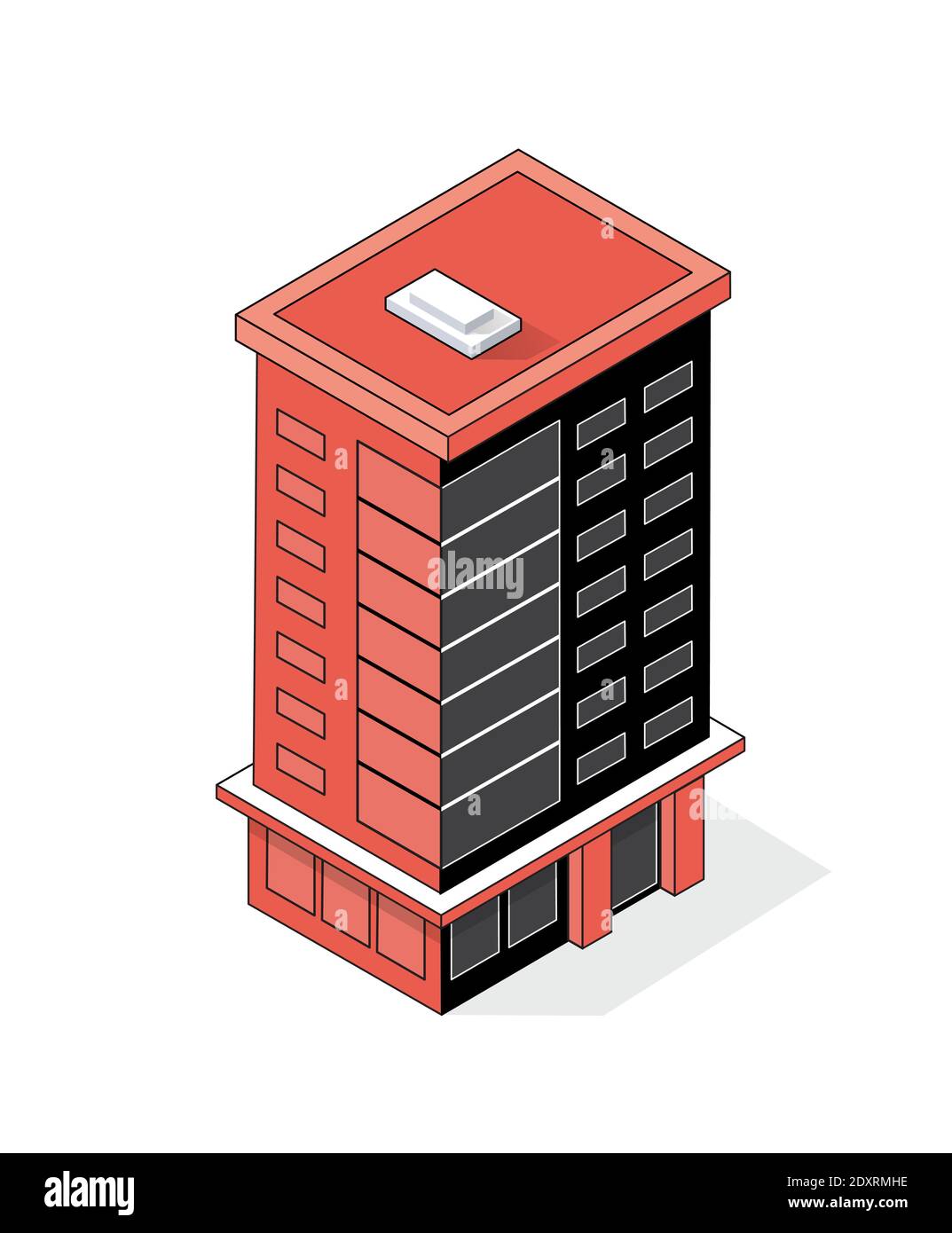 Module 3D isométrique de la partie du district de bloc Illustration de Vecteur
