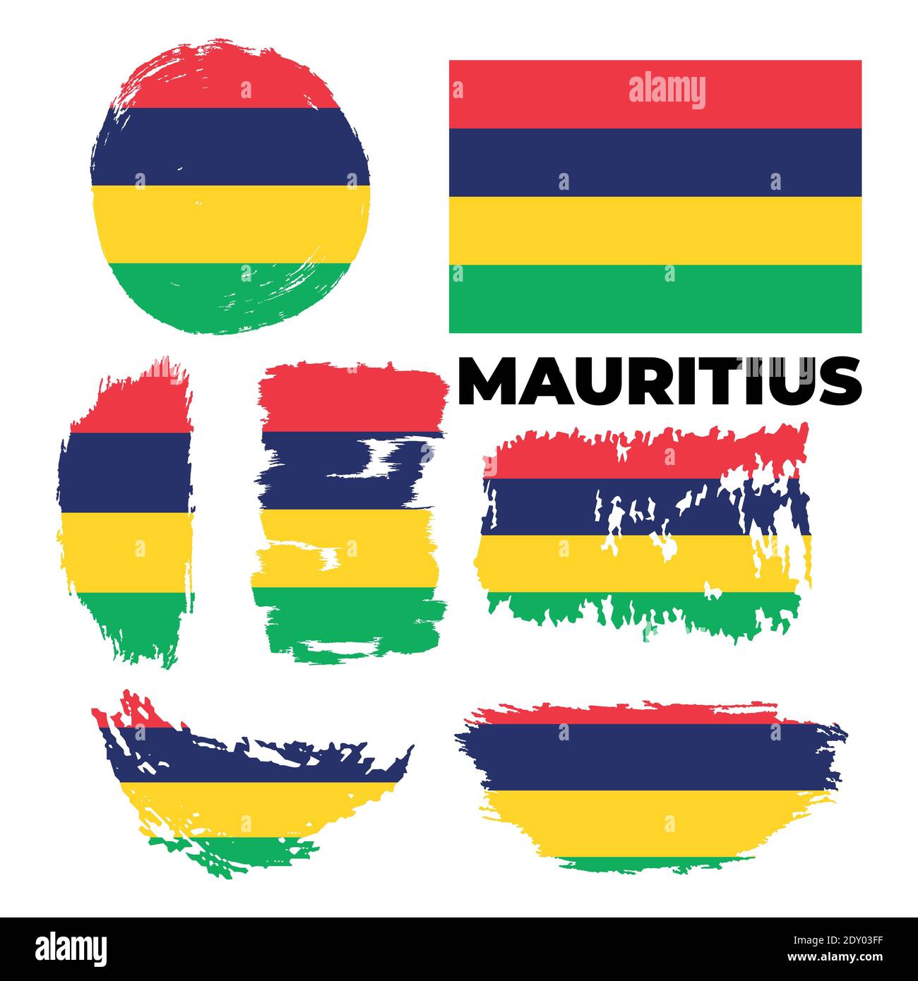 Bonne journée d'indépendance de l'île Maurice avec fond de drapeau de pinceau créatif Illustration de Vecteur