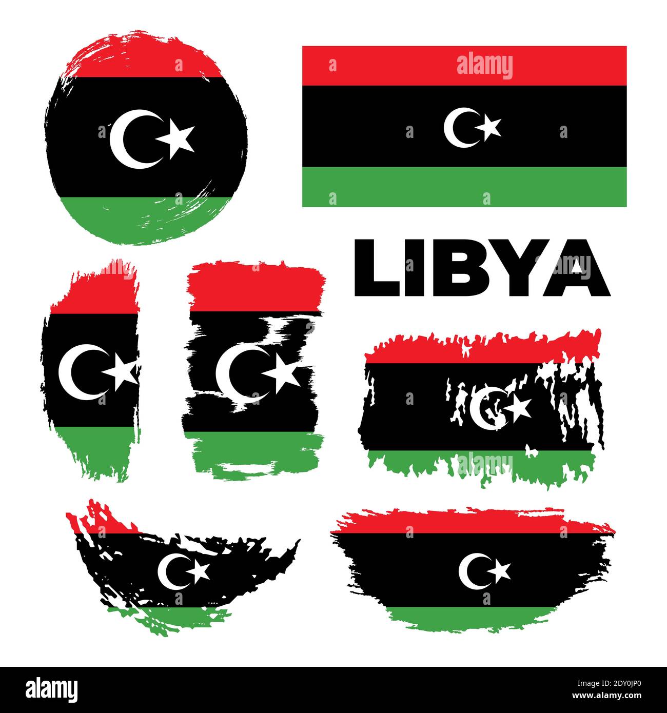 Élégant drapeau grunge du pays libyen. Bonne journée d'indépendance de la Libye. Marqueur de forme sur fond blanc. Illustration vectorielle Illustration de Vecteur