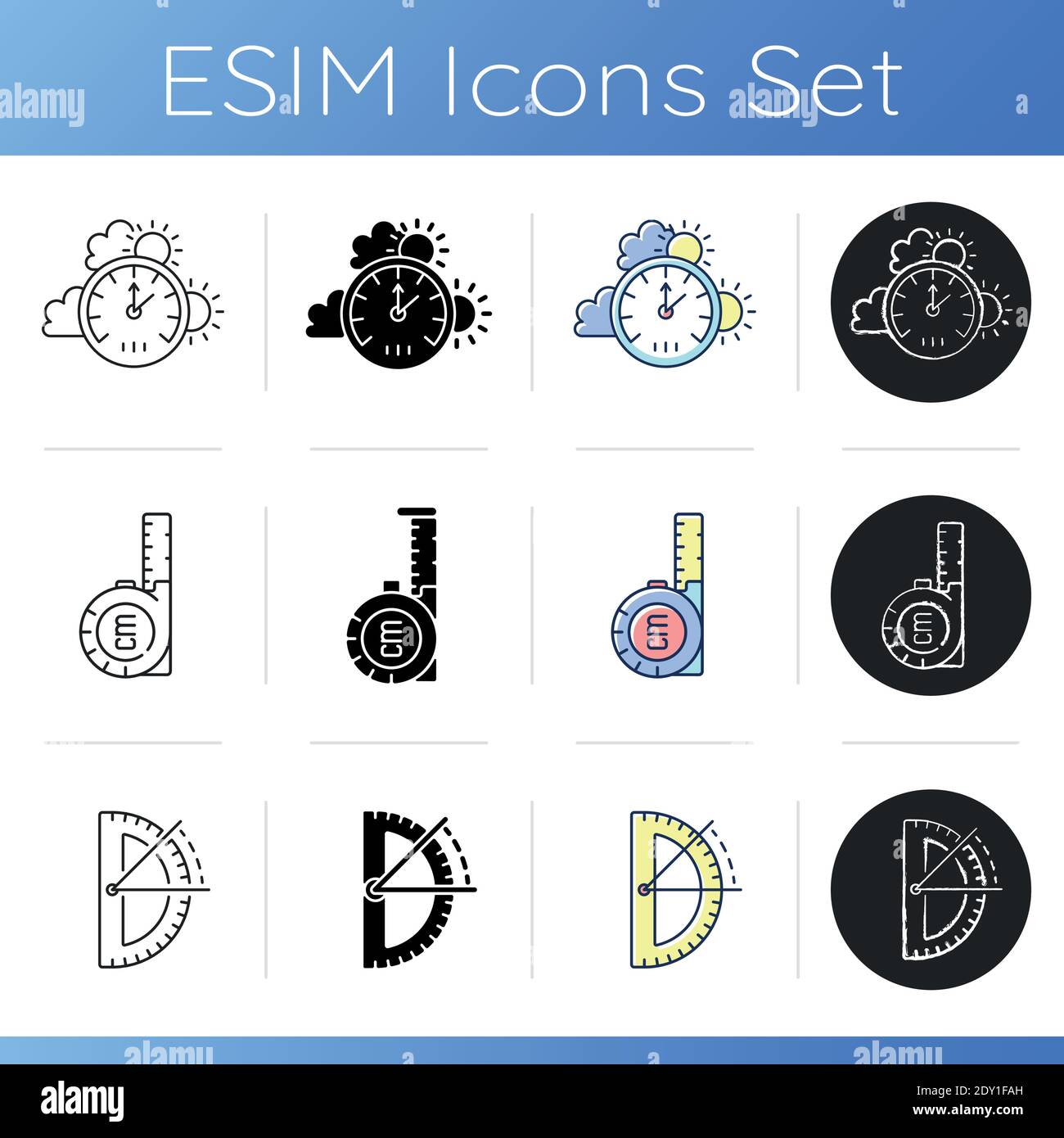 Jeu d'icônes d'instruments de mesure Illustration de Vecteur