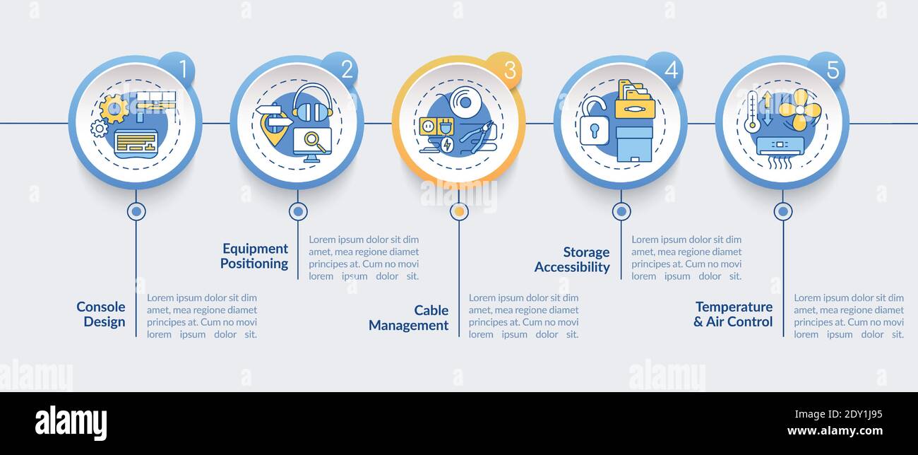 Modèle d'infographie vectoriel ergonomie de la salle de contrôle Illustration de Vecteur