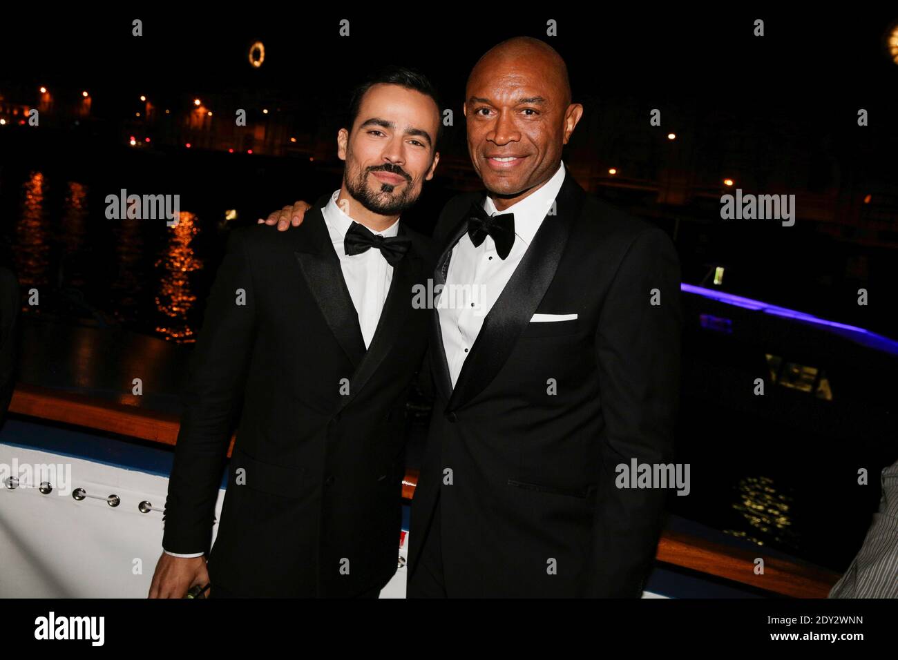 Damien Sargue et Bruce Johnson participant à Forever Gentlemen 2 fête pour célébrer le nouvel album, à Paris, France, le 1er octobre 2014. Photo de Jerome Domine/ABACAPRESS.COM Banque D'Images