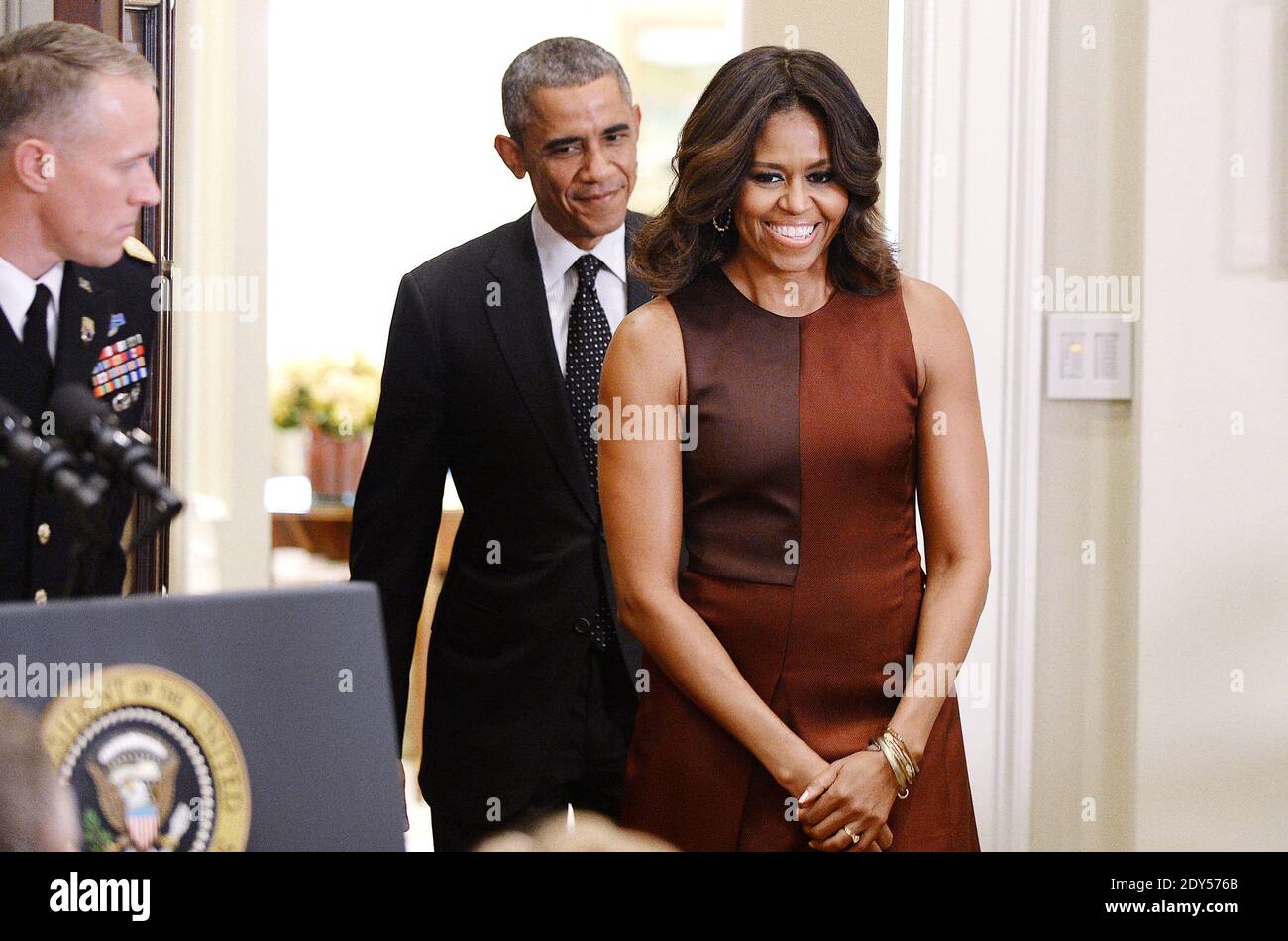 Le président américain Barack Obama et la première dame Michelle Obama ...