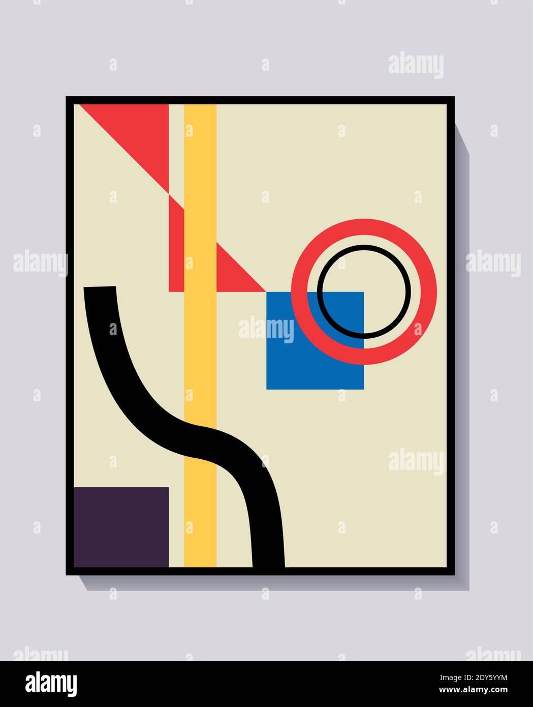Modèle d'affiche vectorielle et de collage style artistique Kandinsky et Bauhaus. Style moderne et minimaliste des années 20 pour l'impression et les œuvres d'art murales Illustration de Vecteur