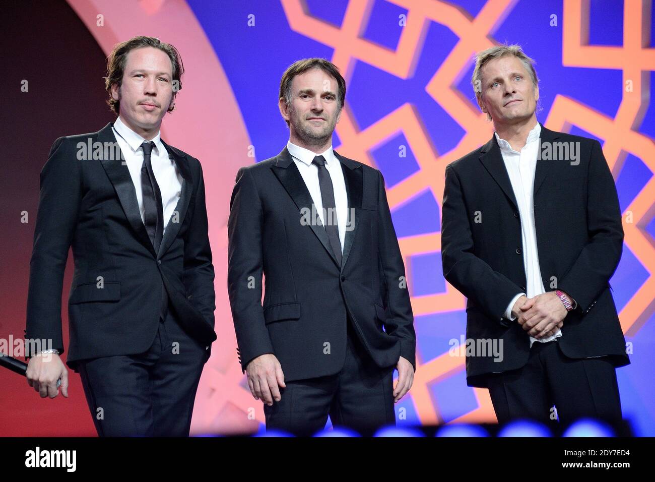 REDA Kateb, David Oelhoffen et Viggo Mortensen participant à la projection de Far from Men dans le cadre du 14ème Festival du film de Marrakech, Maroc, le 7 décembre 2014. Photo de Nicolas Briquet/ABACAPRESS.COM Banque D'Images