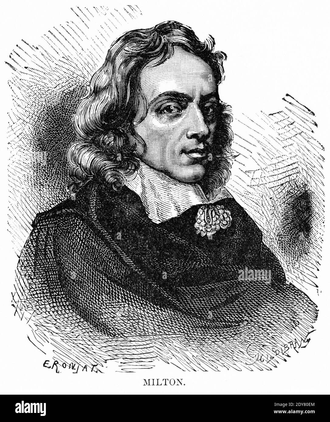 Milton (John), illustration, Ridpath's History of the World, Volume III, par John Clark Ridpath, LL. D., Merrill & Baker Publishers, New York, 1897 Banque D'Images