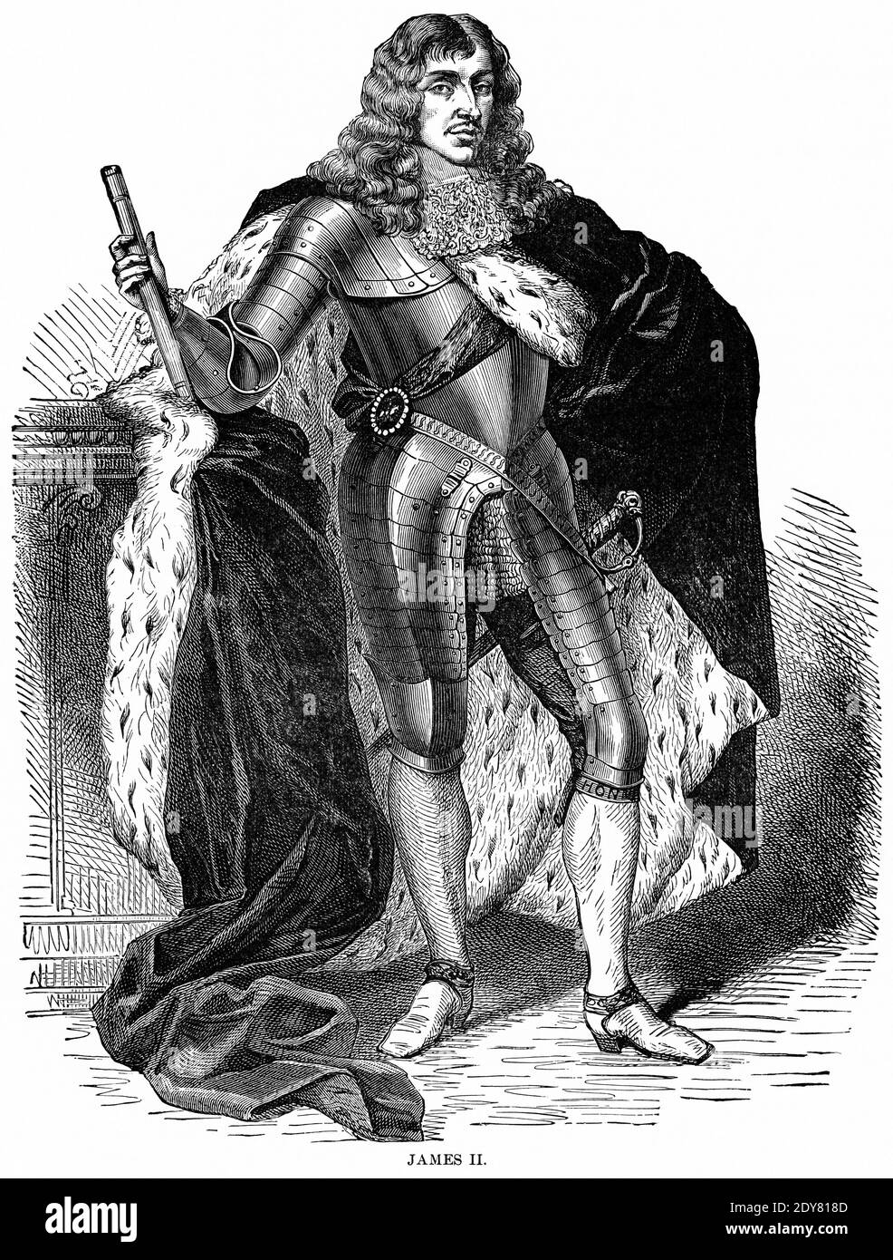 James II, Illustration, Histoire du monde de Ridpath, Volume III, par John Clark Ridpath, LL. D., Merrill & Baker Publishers, New York, 1897 Banque D'Images