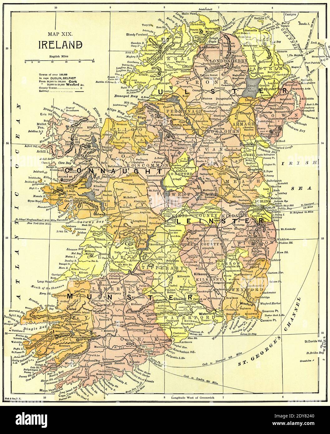 Historic Families Carte de l'Irlande avec blason de la famille irlandaise