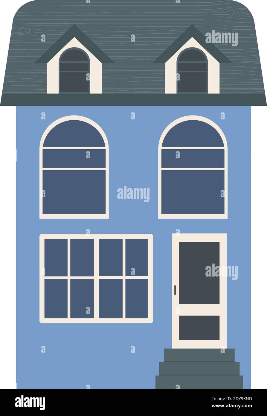 icône de maison résidentielle bleue sur fond blanc, design coloré, illustration vectorielle Illustration de Vecteur