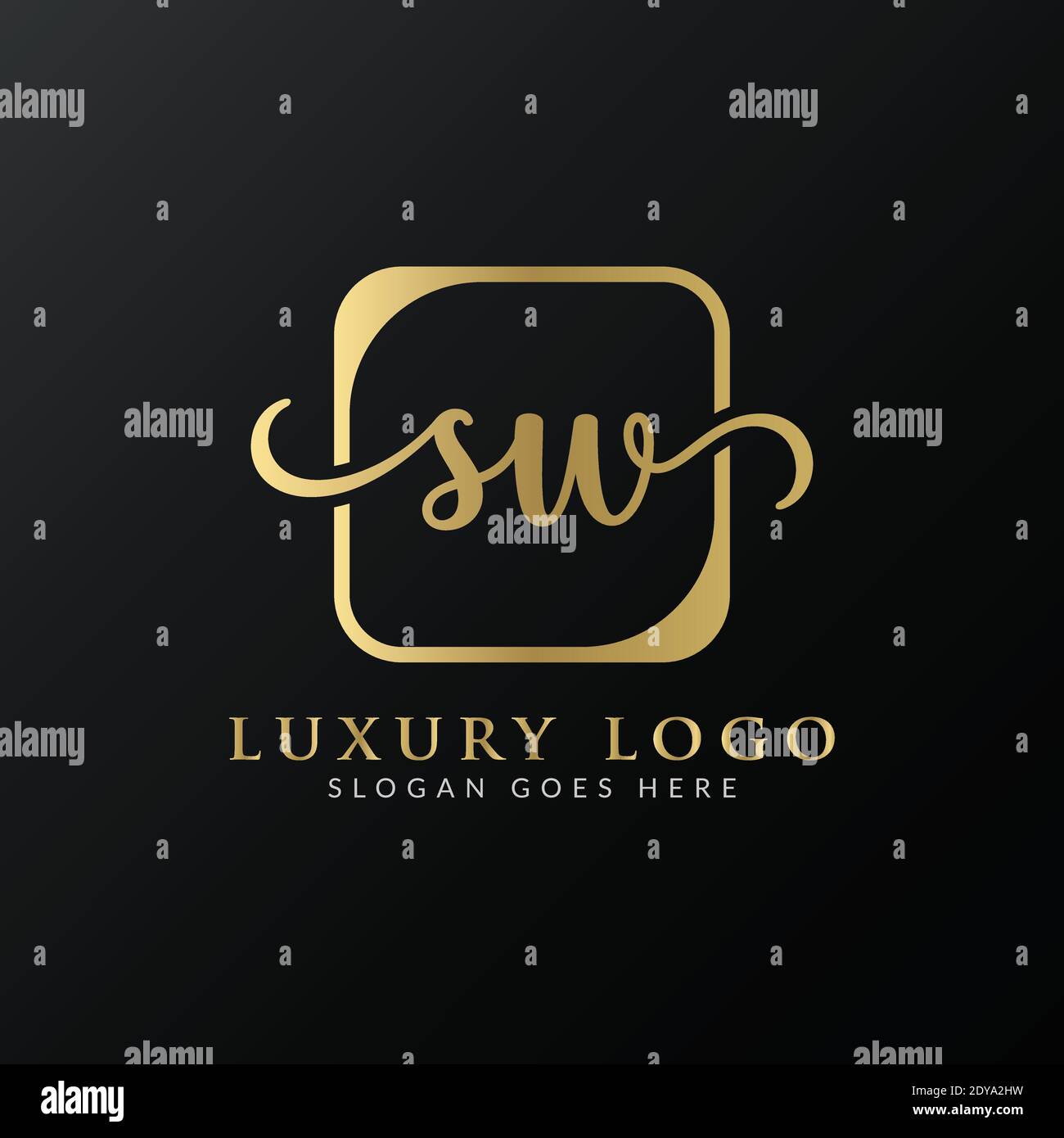 Modèle vectoriel de logo de lettre logicielle initiale. Résumé lettre de luxe SW logo Design Illustration de Vecteur
