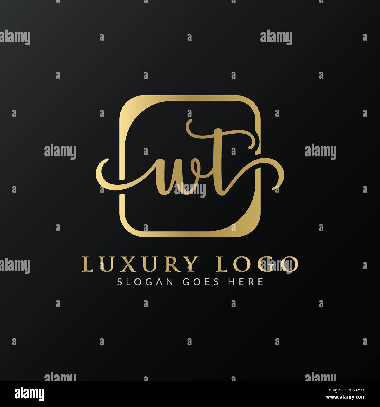 Modèle de scénario de logo WT de la lettre créative. Logo original de luxe lettre WT Illustration de Vecteur