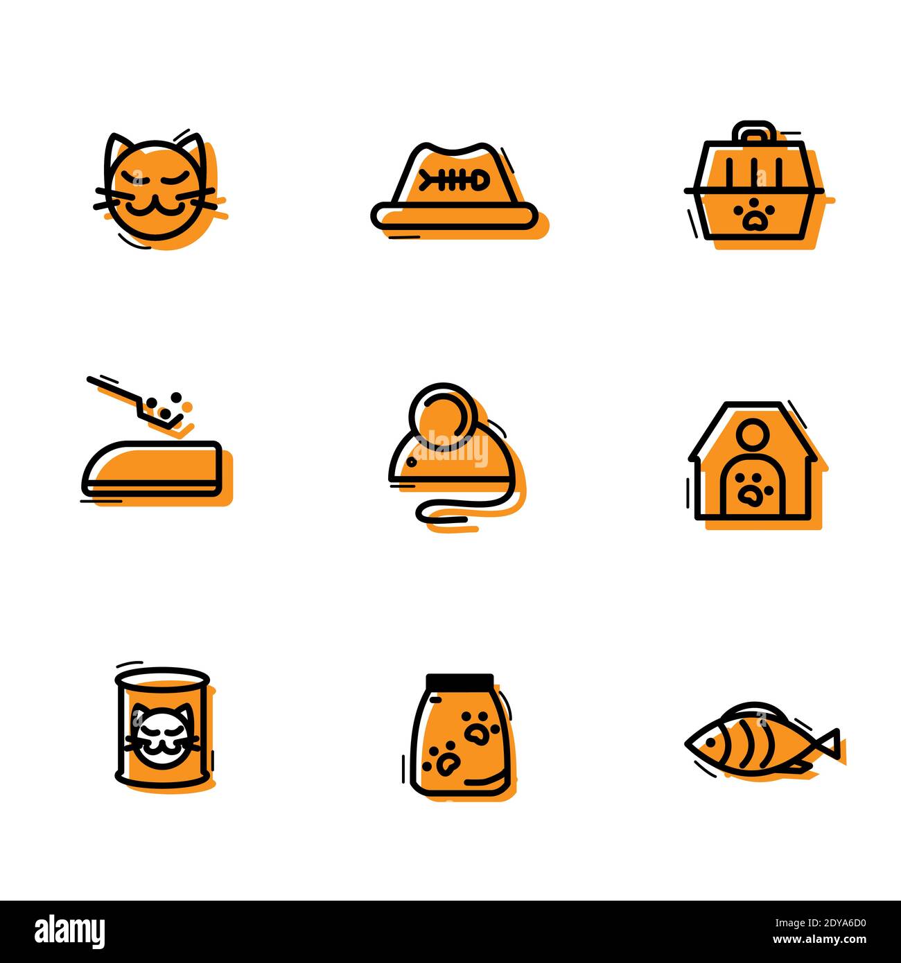 Seth icônes sur le thème de la vie de chat isolé sur un fond blanc. Illustration vectorielle Illustration de Vecteur
