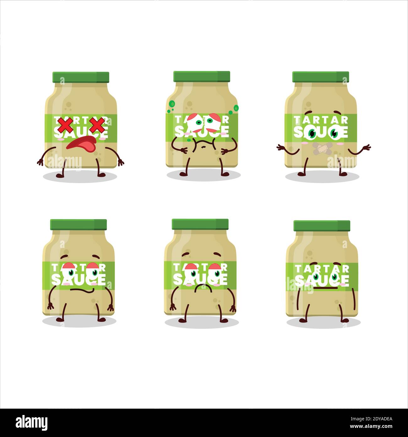 Personnage de dessin animé de sauce tartare avec expression de corde