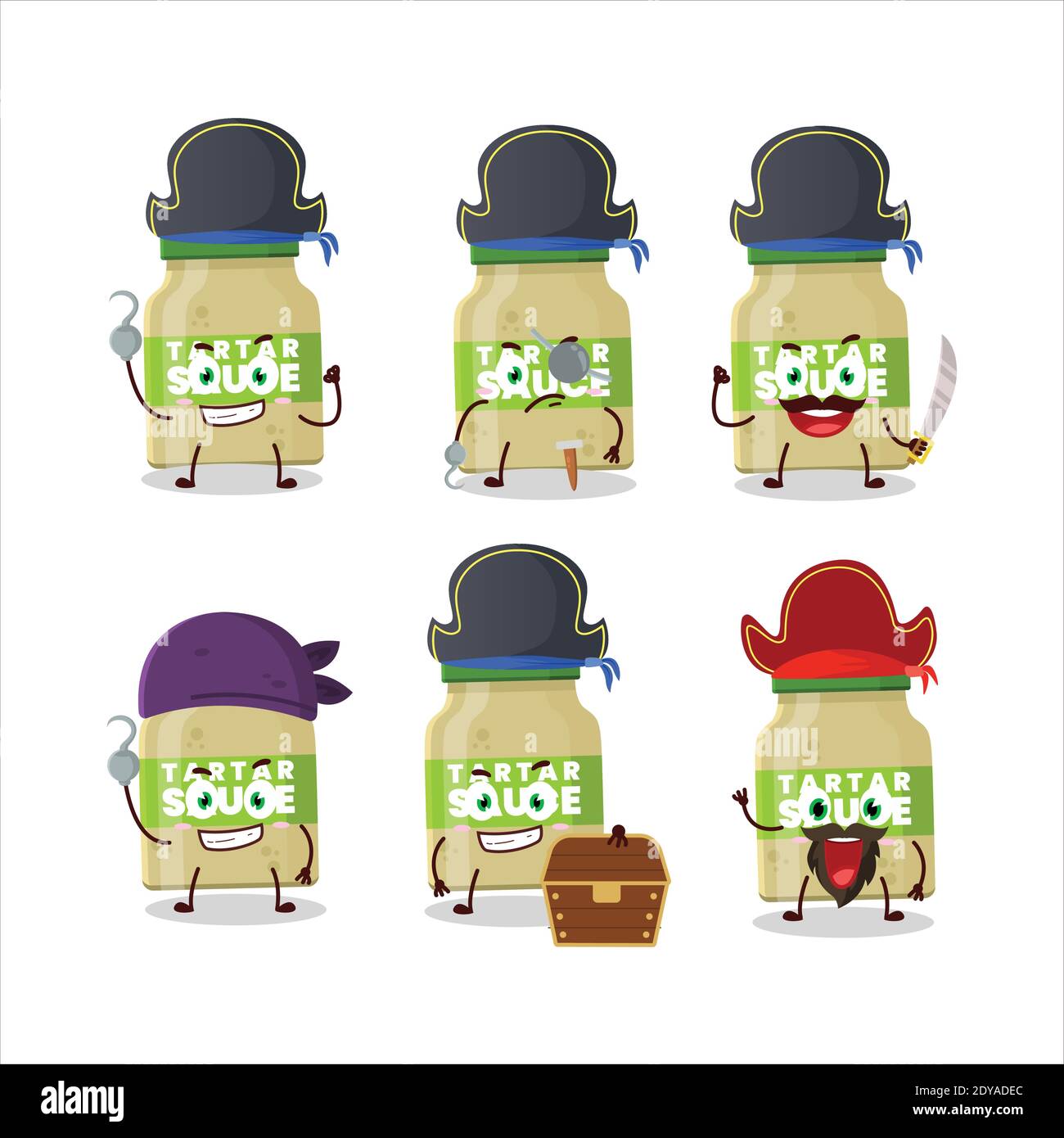 Personnage de dessin animé de sauce tartare avec divers pirates