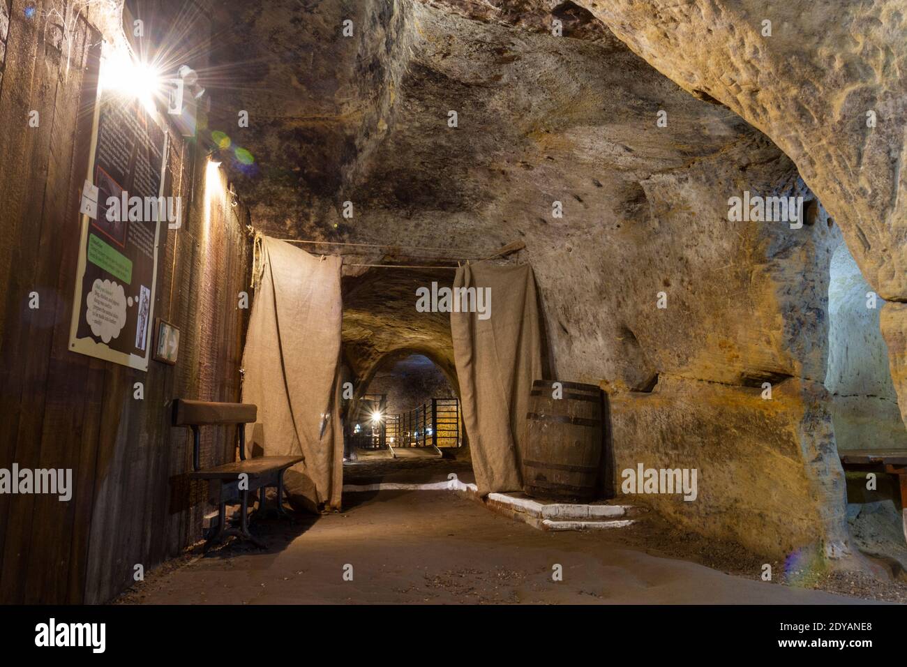 Vue générale à l'intérieur de la ville des grottes, Nottingham, Notts., Royaume-Uni. Banque D'Images