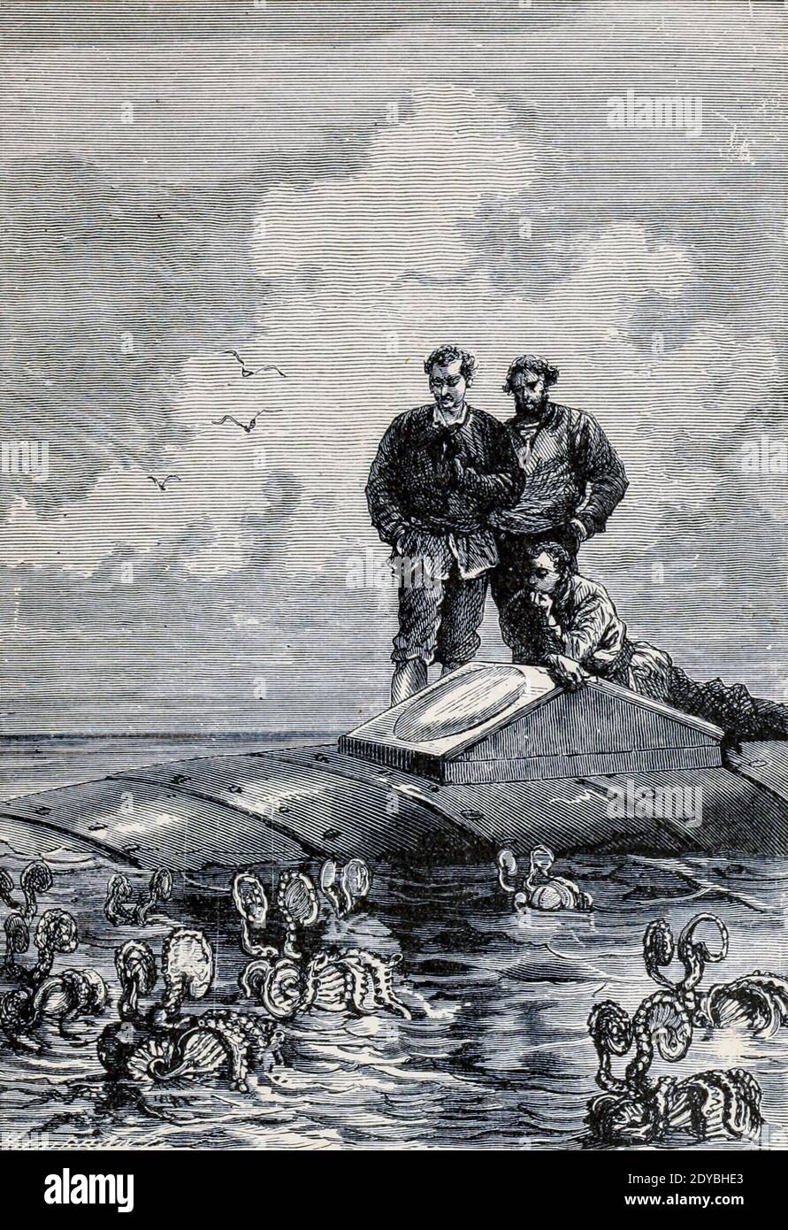 Un haut d'Argonautes du livre vingt mille ligues sous les mers, ou, les aventures merveilleuses et passionnantes de Pierre Aronnax, le Conseil son serviteur, et Ned Land, un harpooner canadien de Verne, Jules, 1828-1905 publié à Boston par J.R. Osgood en 1875 Banque D'Images