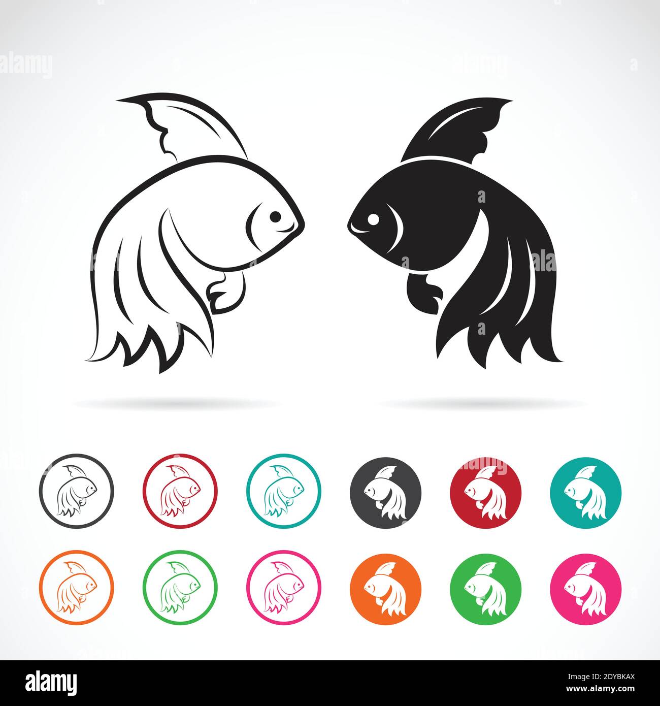 Image vectorielle d'un poisson rouge sur fond blanc. Illustration vectorielle superposée facile à modifier. Animaux. Illustration de Vecteur