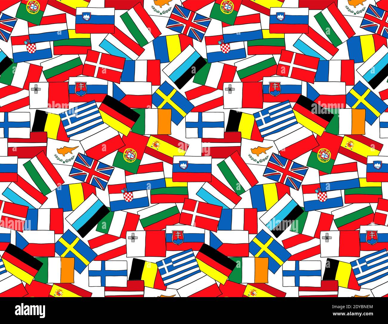 Motif sans couture drapeaux européens style esquisse Doodle vectoriel dessiné à la main illustration Illustration de Vecteur