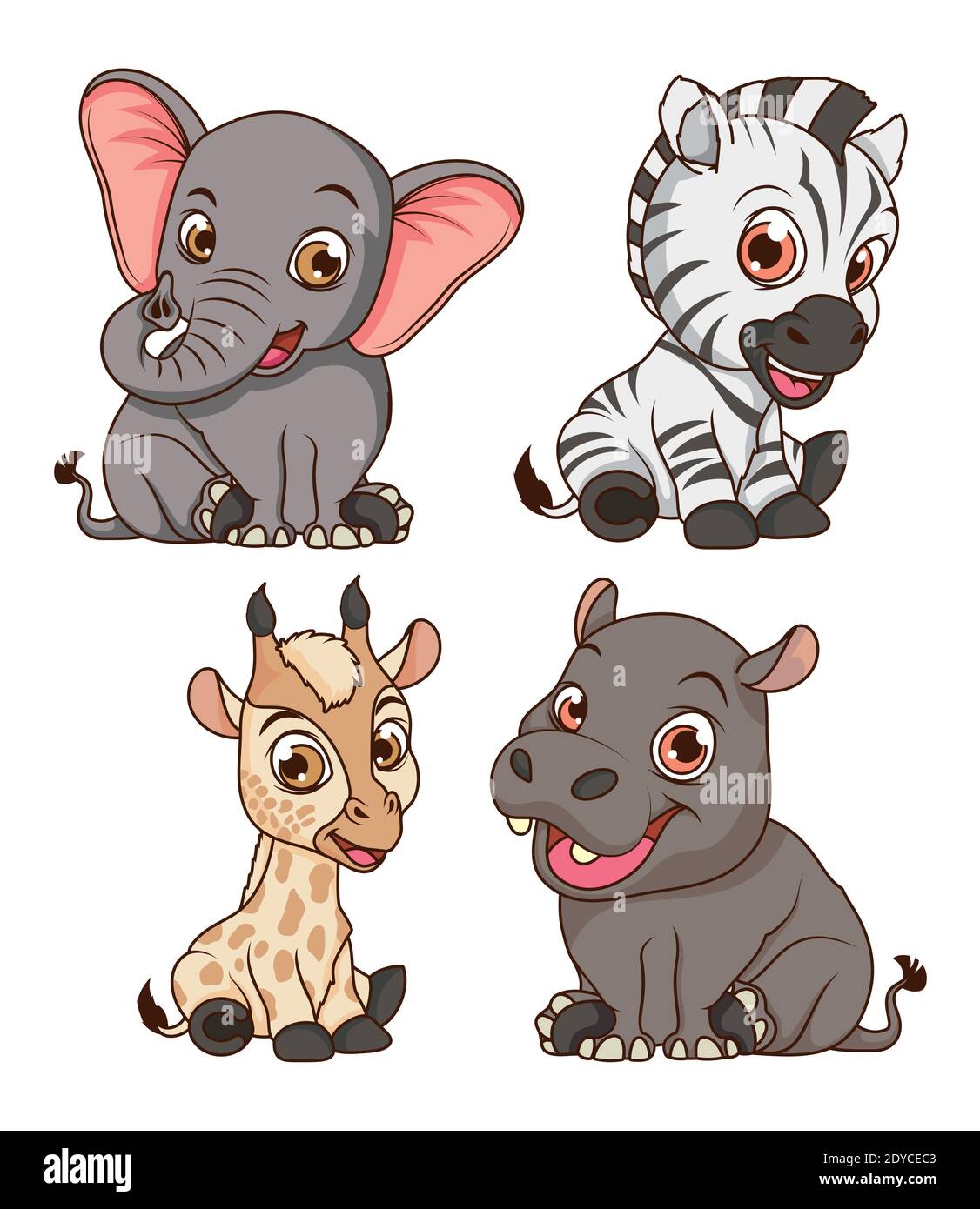 Mignon Quatre Animaux Bebes Dessins Animes Personnages Dessin Vectoriel Image Vectorielle Stock Alamy