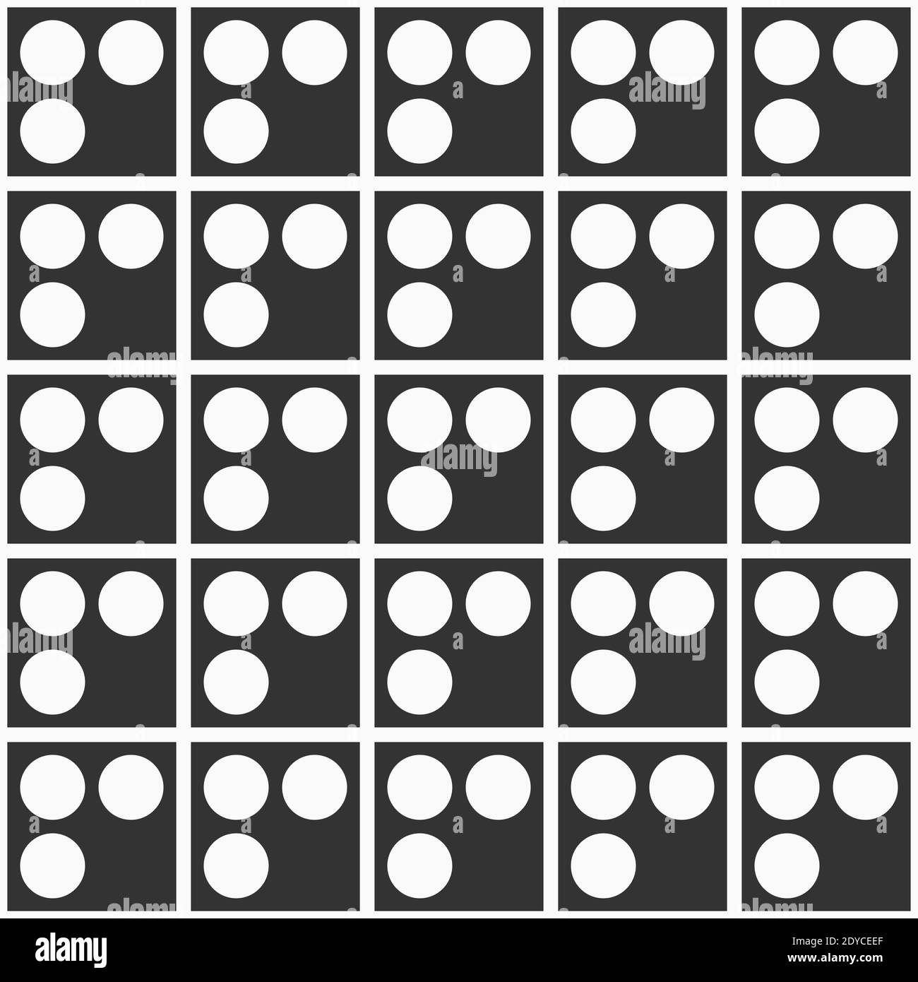 Motif géométrique abstrait sans couture. Carrés avec cercles à l'intérieur. Décoration géométrique répétée. Imprimé graphique simple. Arrière-plan monochrome vectoriel. Illustration de Vecteur