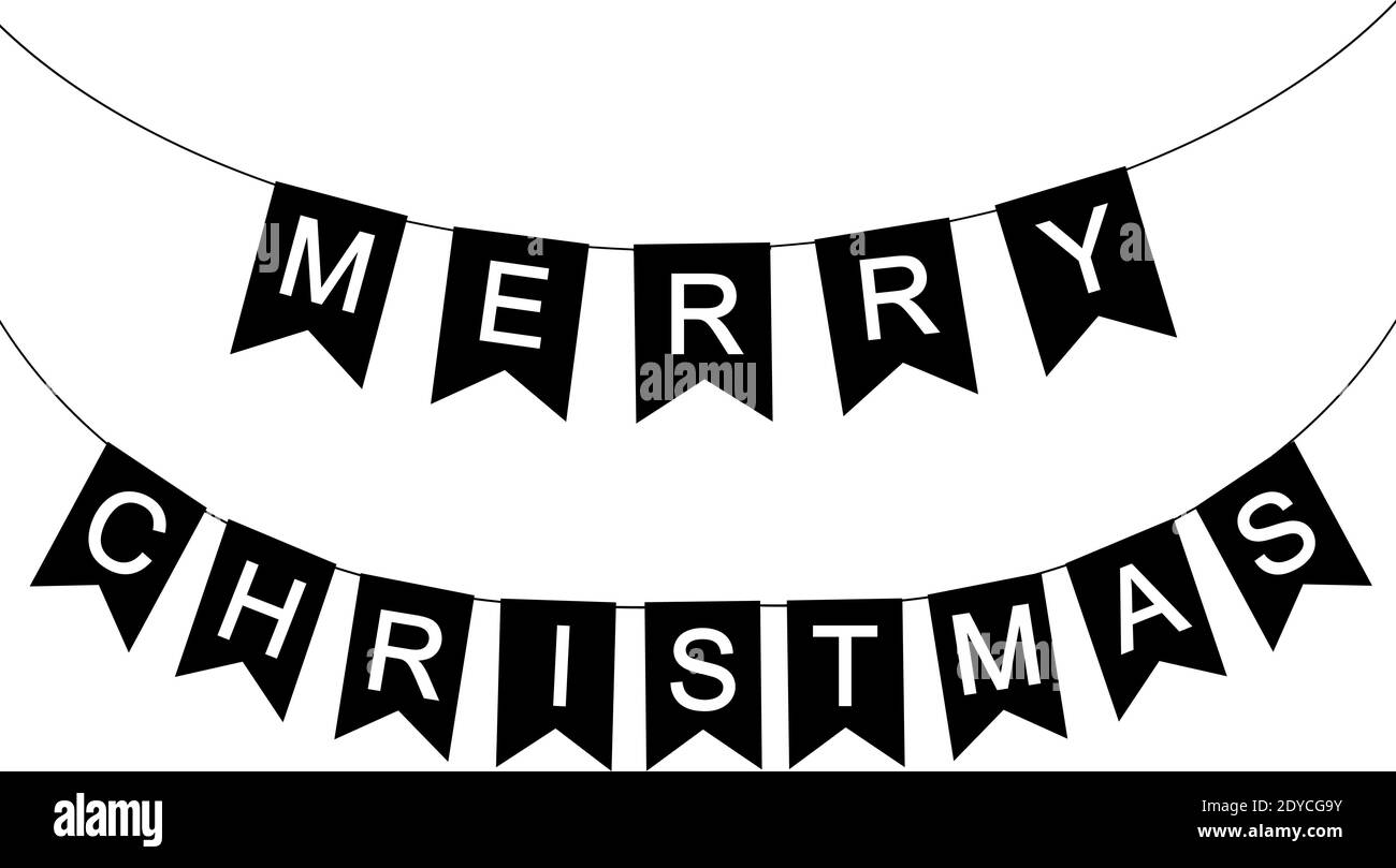 Drapeaux décoratifs de Noël avec l'inscription Joyeux Noël Illustration de Vecteur