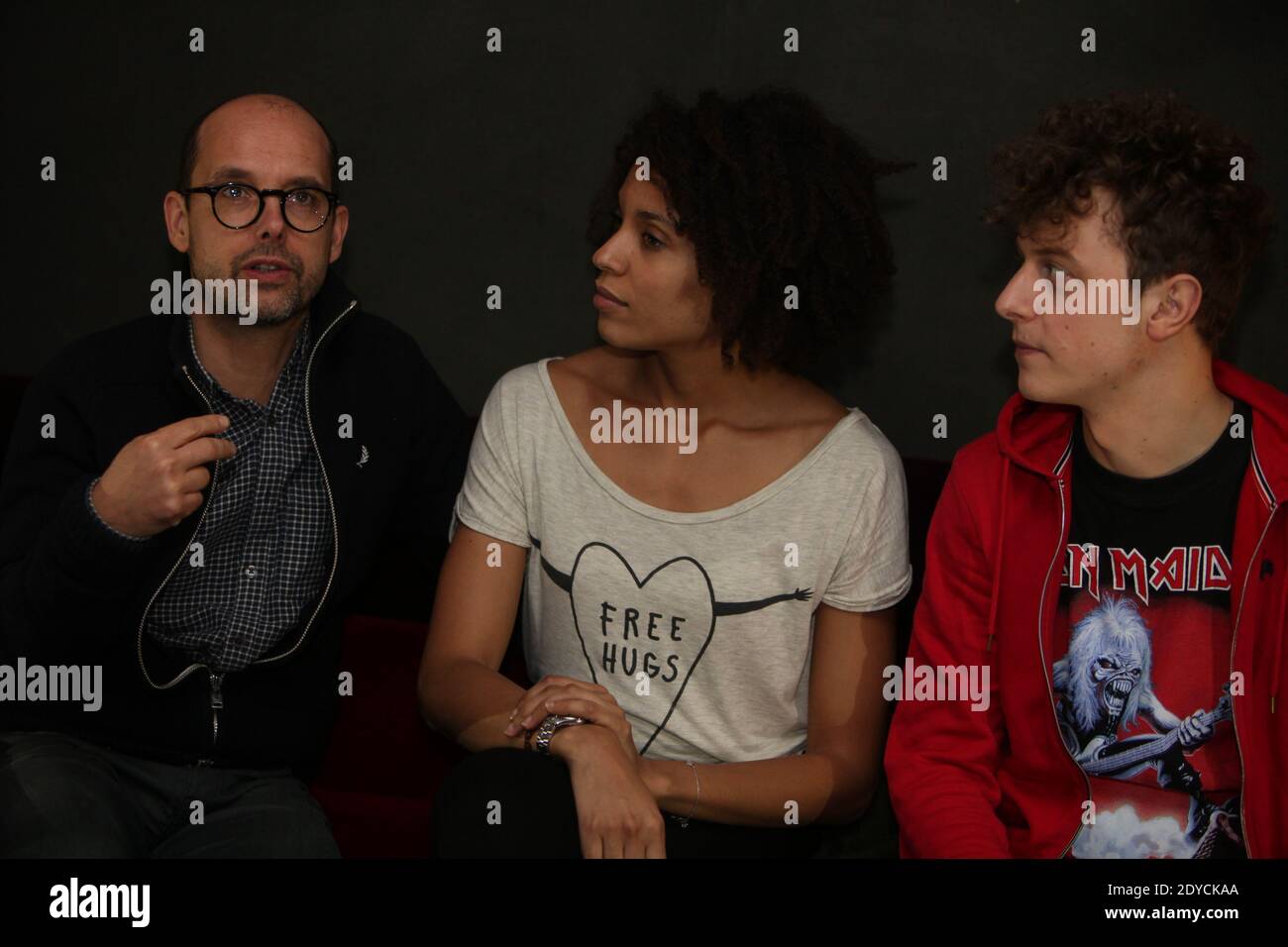 Maurice Barthelemy, Stefi Celma et Norman Thavaud lors de la conférence de presse "pas Tres Normales Activites" à Lille, France, le 8 janvier 2013. Photo de Sylvain Lefevre/ABACAPRESS.COM Banque D'Images