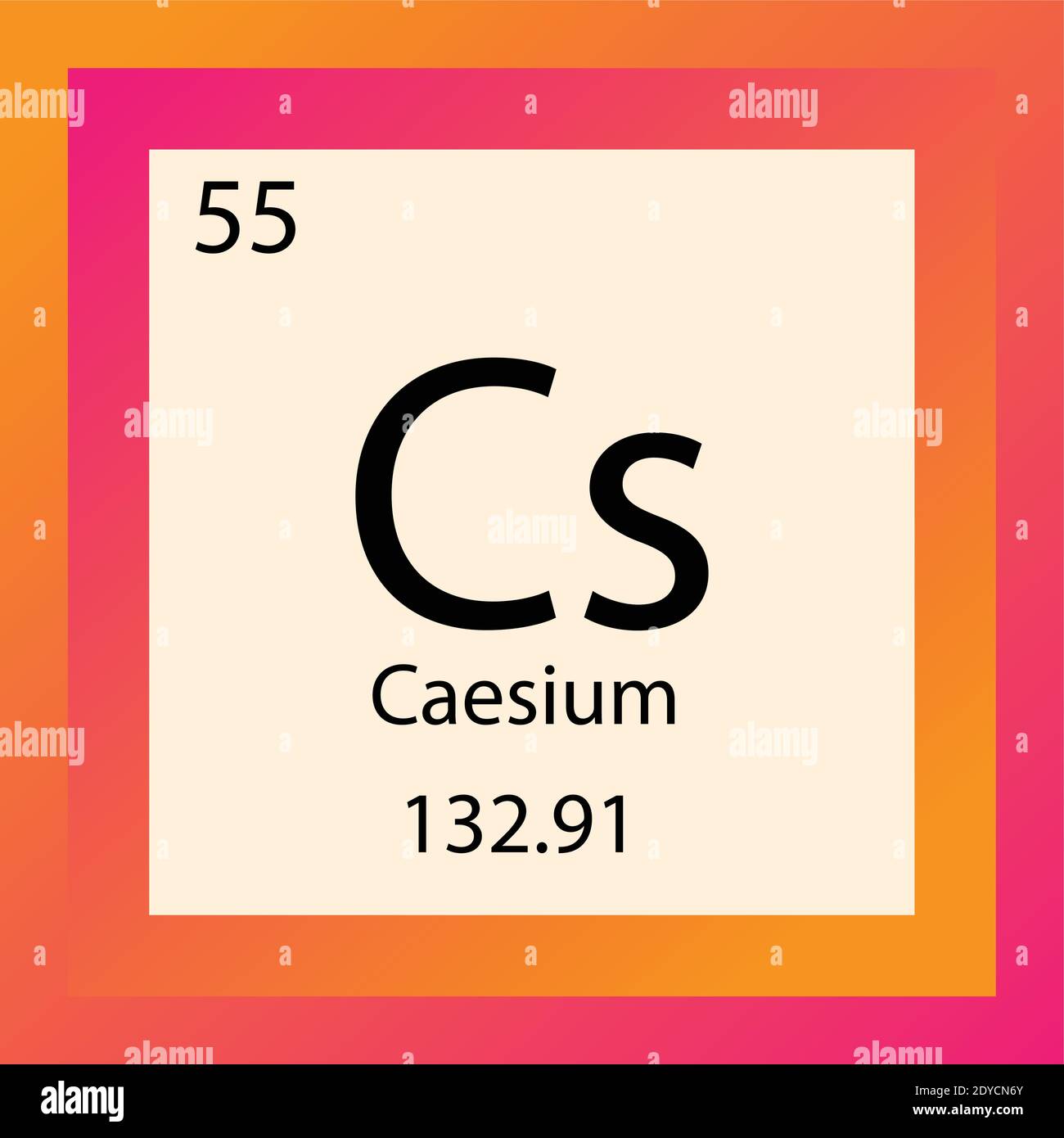 Tableau périodique des éléments chimiques du césium CS. Illustration d'un vecteur à élément unique, icône d'élément Alkali Metals avec masse molaire et nombre atomique Illustration de Vecteur