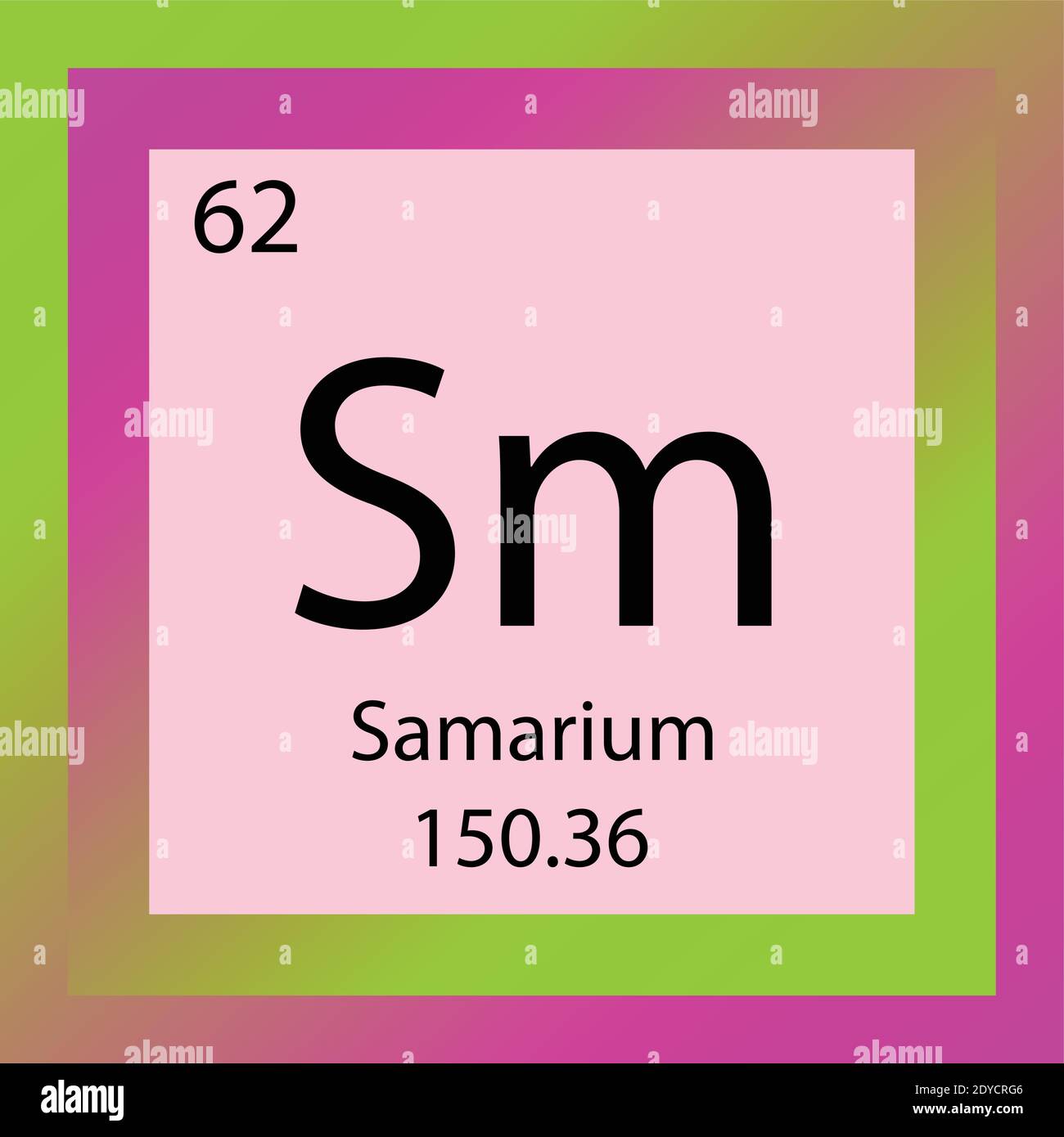 Tableau périodique des éléments chimiques du samarium SM. Illustration d'un vecteur à élément unique, icône d'élément lanthanide avec masse molaire et nombre atomique. Illustration de Vecteur