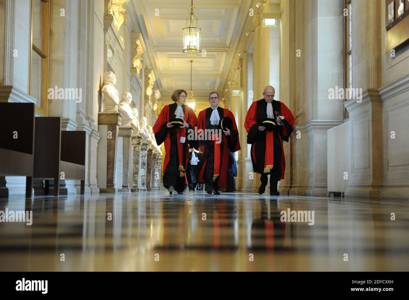 Ambiance au palais de justice de Paris, France le 18 janvier 2013, en prévision de la cérémonie d'ouverture annuelle de la Cour de cassation, la Cour suprême française. Photo de Nicolas Gouhier/ABACAPRESS.COM Banque D'Images